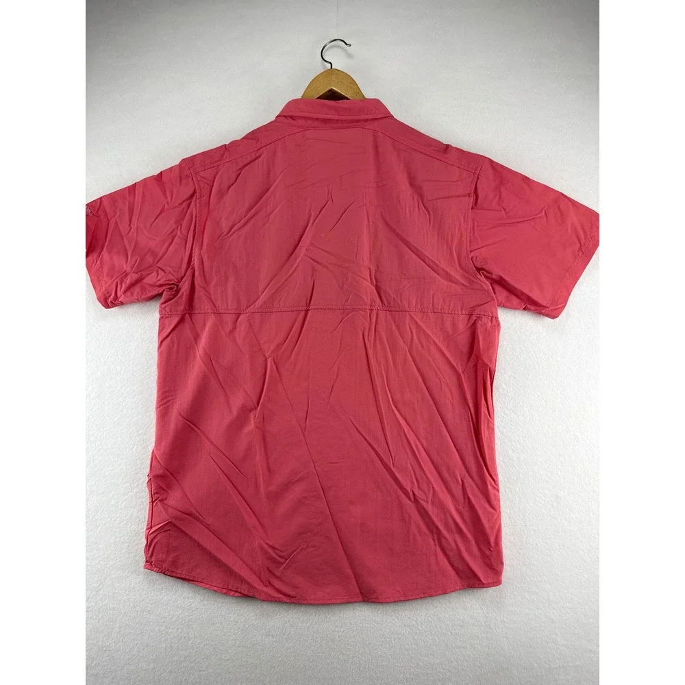 Columbia Short Sleeve Shirt Mens Large Peach Omni-Shade Fishing Hiking Button Up